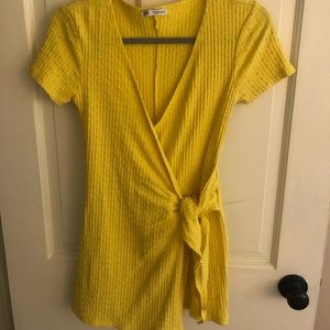 Zara Bright Yellow Tie Front Romper